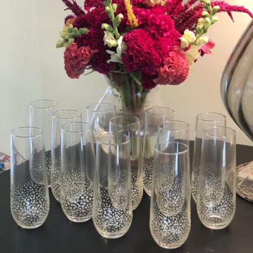 Stemless champagne glass standard confetti antique bronze