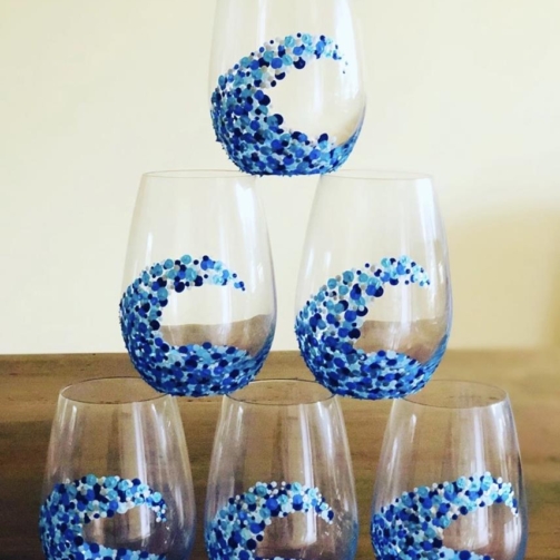 Stemless wine glass 15 ounce wave